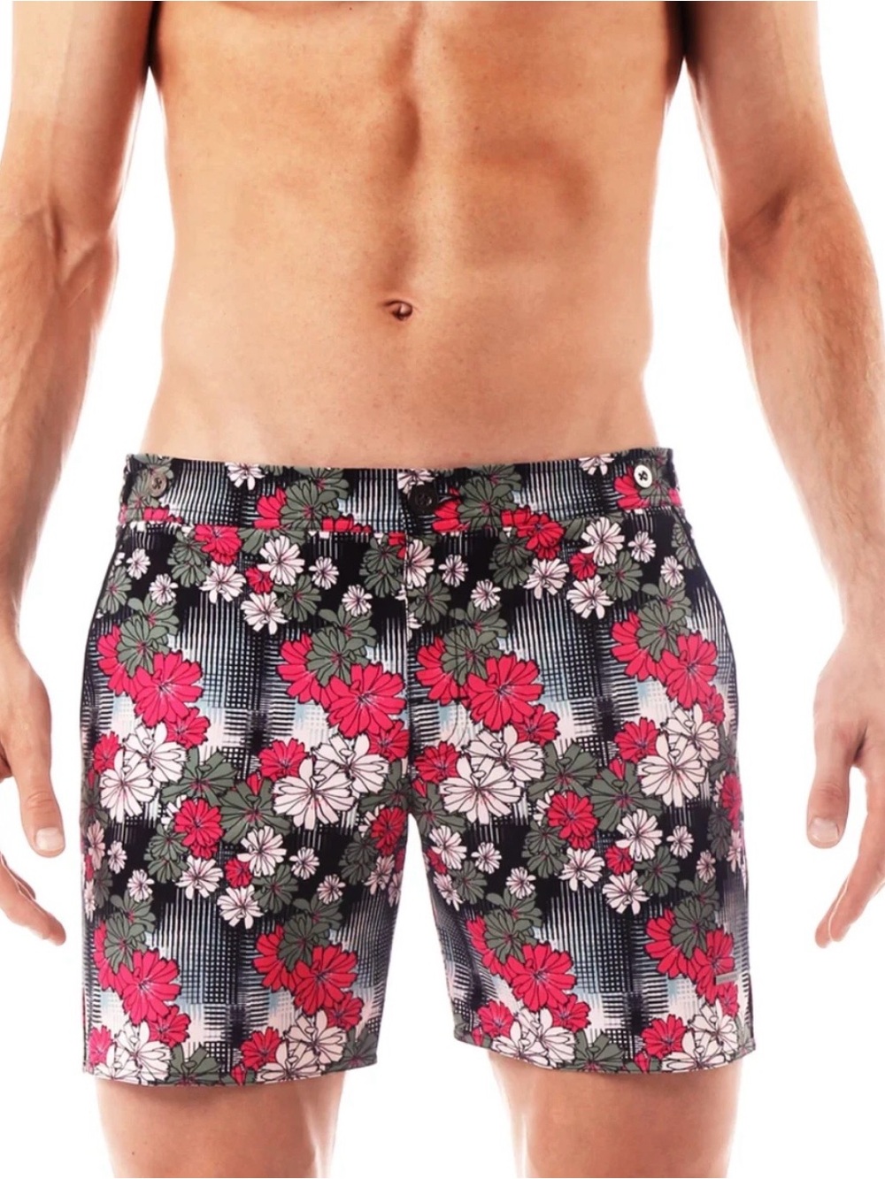 NWT New PARKE & RONEN Swim Trunk size 31 Watermelon Dahlia 6" Catalonia Stretch